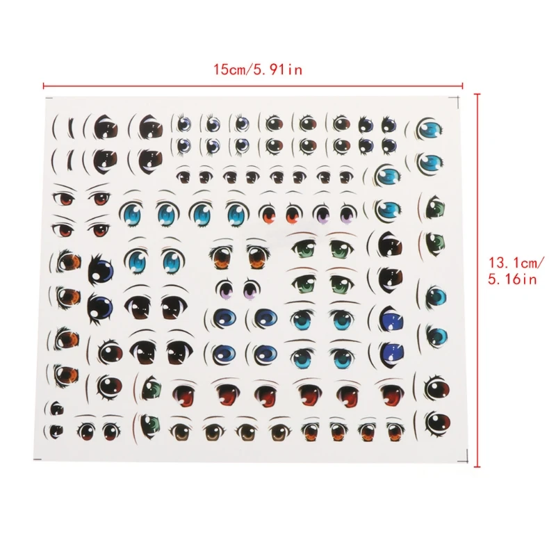 1 Sheet Anime Figurine Eyes Sticker Cartoon Figurine Doll Face Organ Paster Clay Decals Mold
