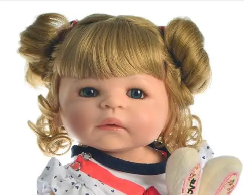 55 см полное Силиконовое виниловое тело Reborn Baby Doll игрушка для девочки Bonecas новорожденная принцесса Младенцы Bebe Bathe игрушка подарок на день рождения - Цвет: blond hair doll