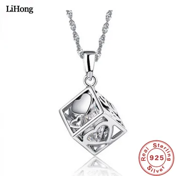 

New Design 925 Sterling Silver Necklace Love Rubik's Cube Pendant Necklace Women's Birthday Gift
