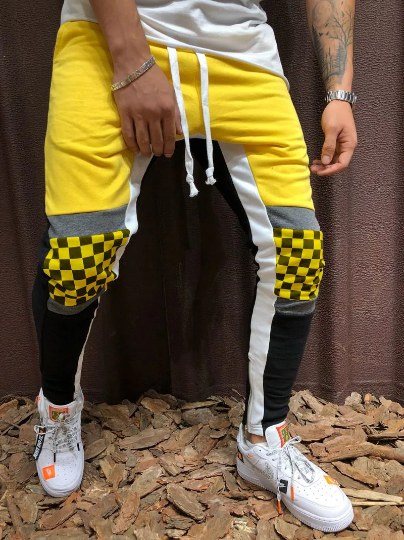 Plaid Print Jogger Sport Pants Fitness Running (3)