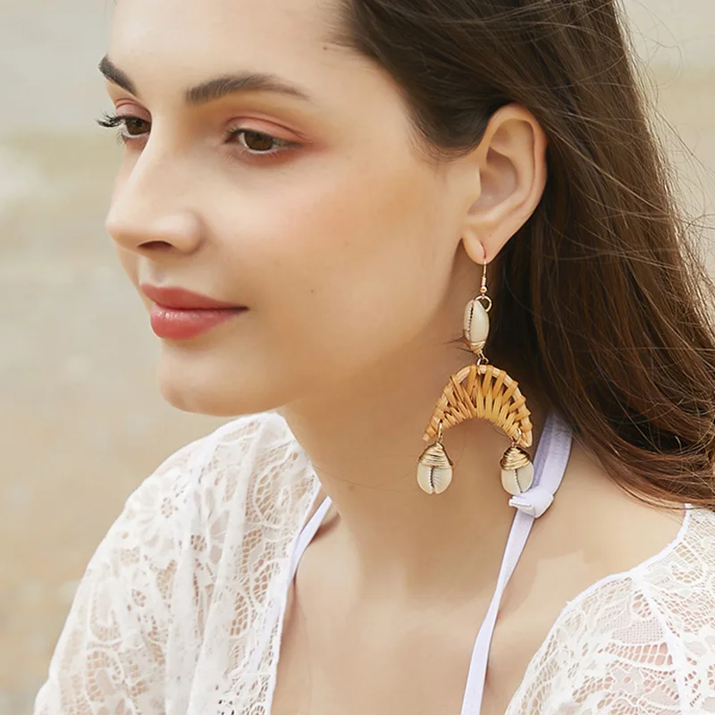 

Original nature Hand-woven Earrings conch jewelry Shell Earrings Female Fabric Drop Dangle Earrings For Women Jewelry