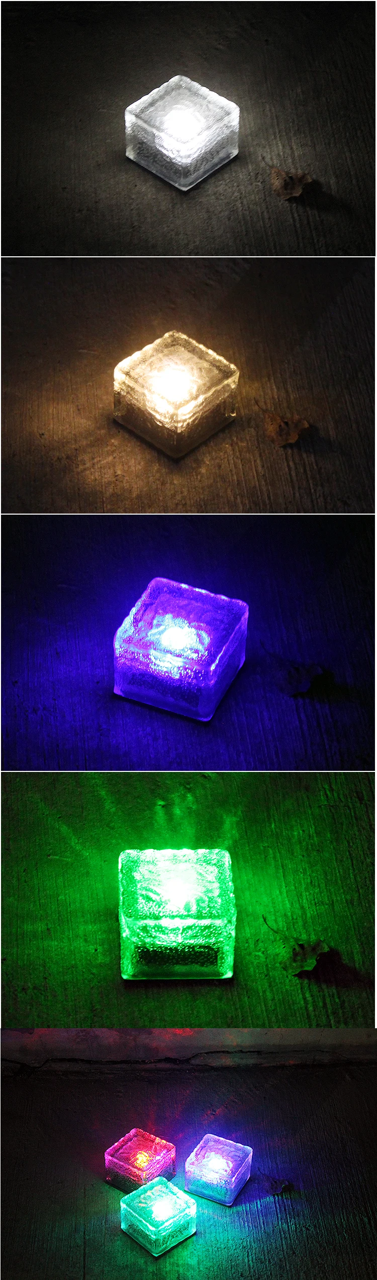 Solares do Assoalho do Diodo Emissor de Luz das Luzes de Vidro Enterradas da Telha do Gelo Luzes Decorativas Solares Exteriores 10 da telha do gelo luzes decorativas solares exteriores