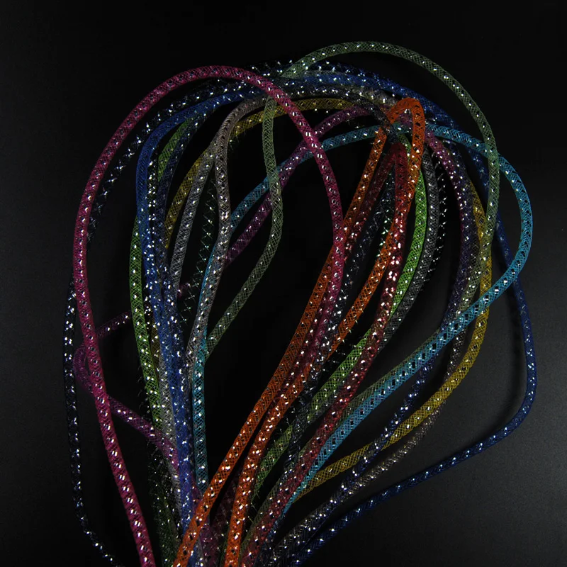 

10pcsX2m 4mm Mix Color Fly Tying Flash Mesh Tube EZ Eel Bait Fish Fishing Fly Tying Material Chartreuse Orange Blue Black Pink