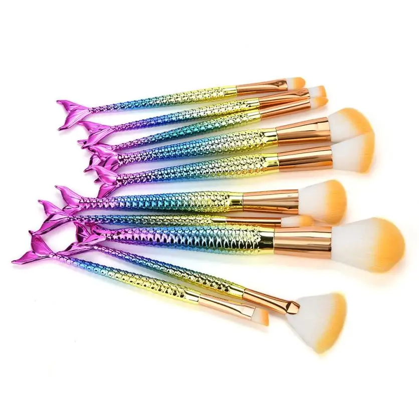 

1PC 10 Kinds Fashion Mermaid Makeup Brushes Powder Blush Foundation Contour Brushes Cosmetic Tools de30de25