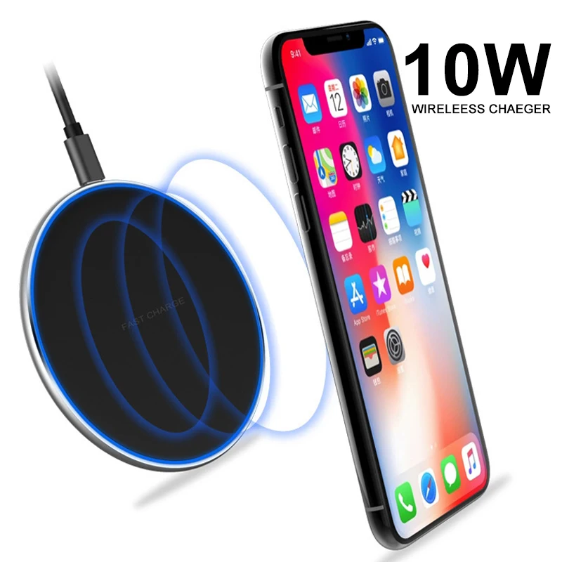 

10W Fast Wireless Charger for Samsung Galaxy S9 S7 Note 9 Edge USB Qi Charge Board for iPhone XS Max XR X 8 Plus Huawei P30 Pro