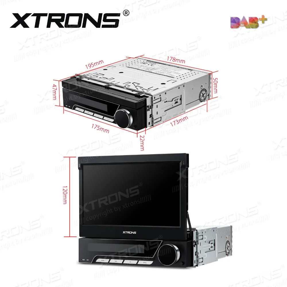 Sale XTRONS Universal 7 inch Motorized Digital Motorized Detachable face panel Single 1 Din Car DVD Player Radio GPS Navigation DAB+ 3