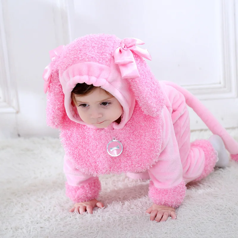 

2019 Spring NEW Baby Girl Romper Puppy Shape Baby Costume Hooded Baby Onesie Newborn Baby Clothes