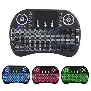 

Mini I8 wireless keyboard air mouse flying squirrel 2.4G with touchpad tri-color backlight-Russian, Spanish,English Optional