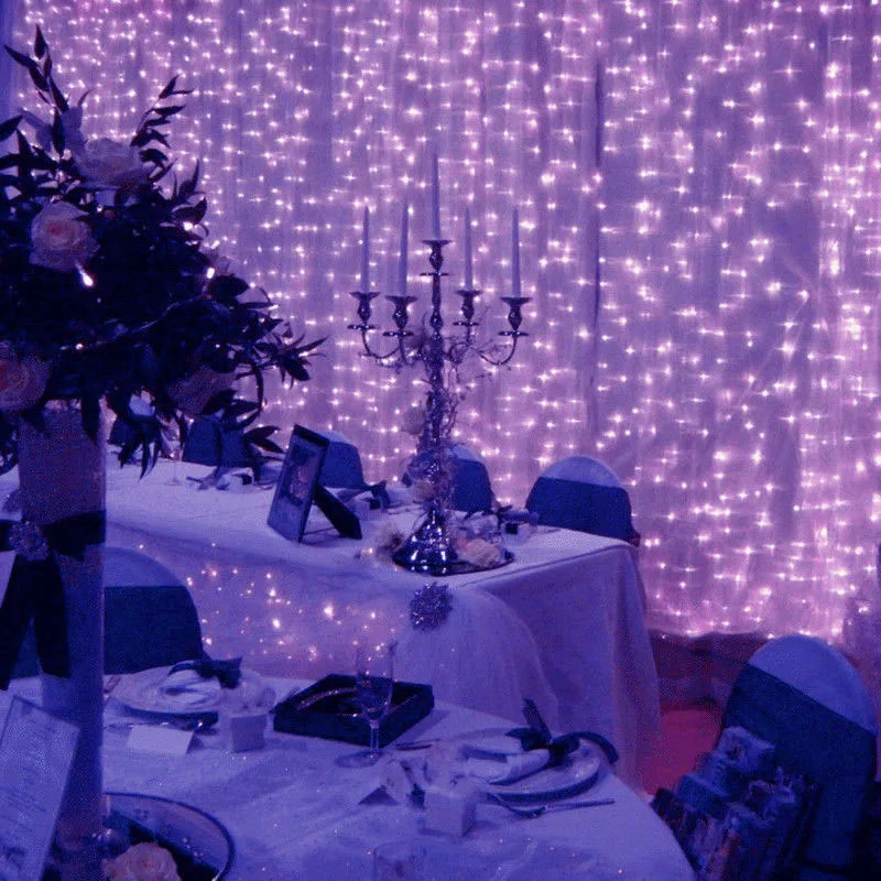 Светодиодный сказочное свадебное Шторы строка светильник 300 лампы 3x3 м сосулька бусины AC220V гирлянда вечерние мерцание Звездное сад праздничного декора светильник
