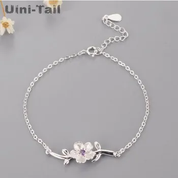 

Uini-Tail hot 925 sterling silver ethnic style small fresh cherry blossom bracelet female fashion tide flow high quality jewelry
