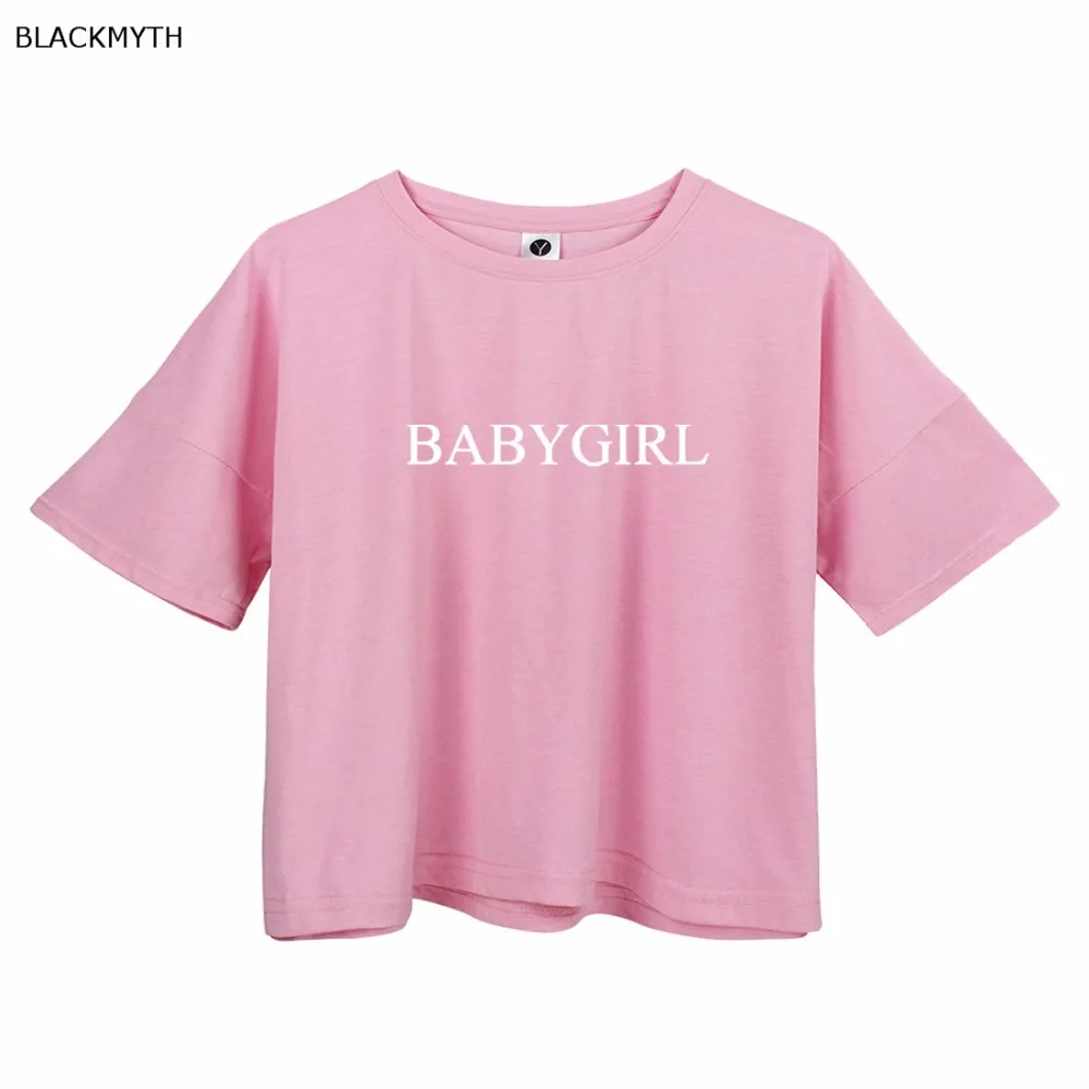 

Women T Shirts BABYGIRL Letters Print Female Relaxed Top Shirts Short T-shirt