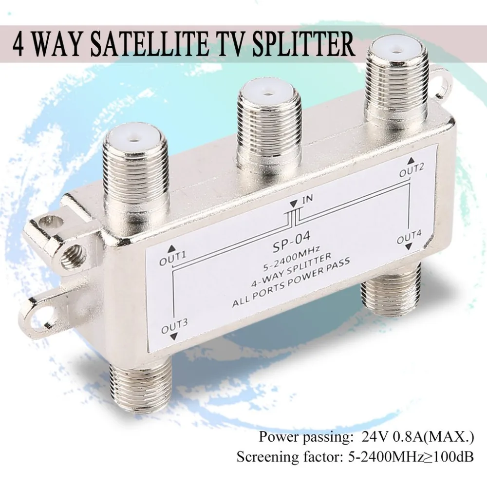 

4 Way 4 Channel Satellite/Antenna/Cable TV Splitter Distributor 5-2400MHz F Type SP-04 Zinc Die-cast Housing