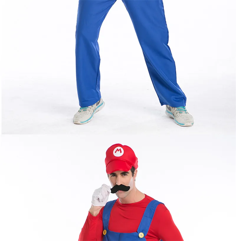 Super Mario Bro Супер Марио и Луиджи Косплэй костюм комплект красный зеленый пальто Кепки брюки толстовки костюмы на Хэллоуин, способный преодолевать Броды для взрослых мужской костюм