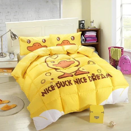 

Yellow Duck Cartoon White Duck Down Comforter Brands edredon casal solteiro edredom plumone de pluma Quilted Patchwork Bedspread