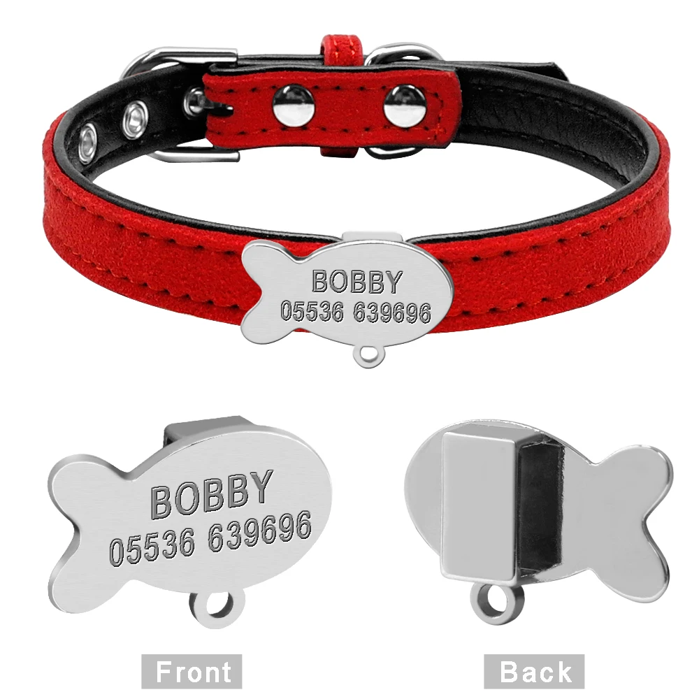Pet id tags Small dog cat ID tag for collars engraved free engrave name phone fish/heart/square for Chihuahua French Bulldog