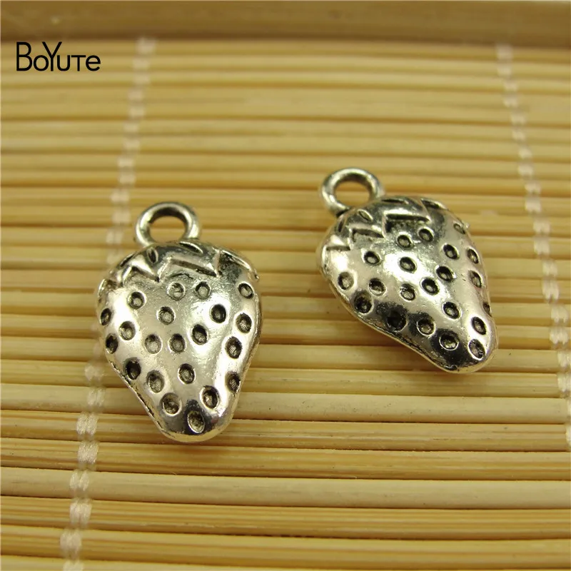 BoYuTe (100 PiecesLot) Tibetan Silver Strawberry Rose Corn Teapot Lotus Conch Bear Bee Charms for Jewelry Making (6)