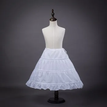 

Kids Girls 3 Hoops Ball Gown Petticoats Wedding Underskirt White Flower Girls Dress Crinoline Skirt Performance Petticoat