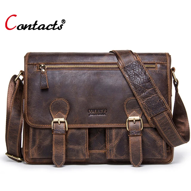 Us 75 44 22 Off Contact S Brand Genuine Leather Bag Men Shoulder Vintage Briefcase Male Messenger Handbag Crossbody Tote In