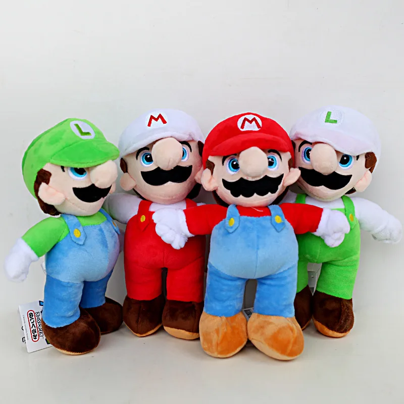 4pcs/lot 25cm Super Mario Stand Luigi & Mario Plush Toy Doll Cute Mario
