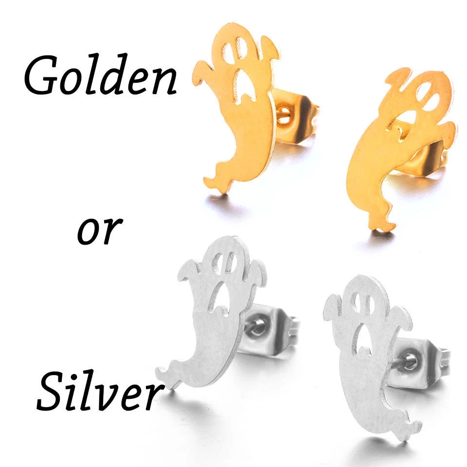Трендовые золотые и серебряные минималистичные серьги-гвоздики из нержавеющей стали для женщин, модные вечерние серьги, ювелирные аксессуары - Окраска металла: Ghost 2