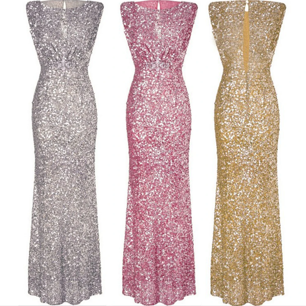 Sequined Shine Long Dress Cocktail Party Dress Women Dresses Summer