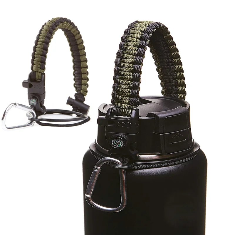 Ручка Paracord для гидрофляжки бутылка воды выживания с защитным кольцом карабин