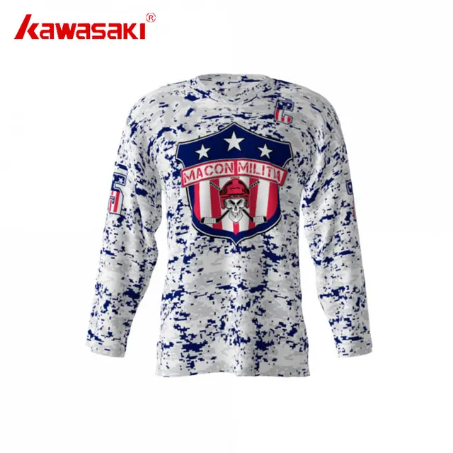 Kawasaki Custom Practice Ice Hockey Jersey Macon Militia Camouflage Style Breathable Men's