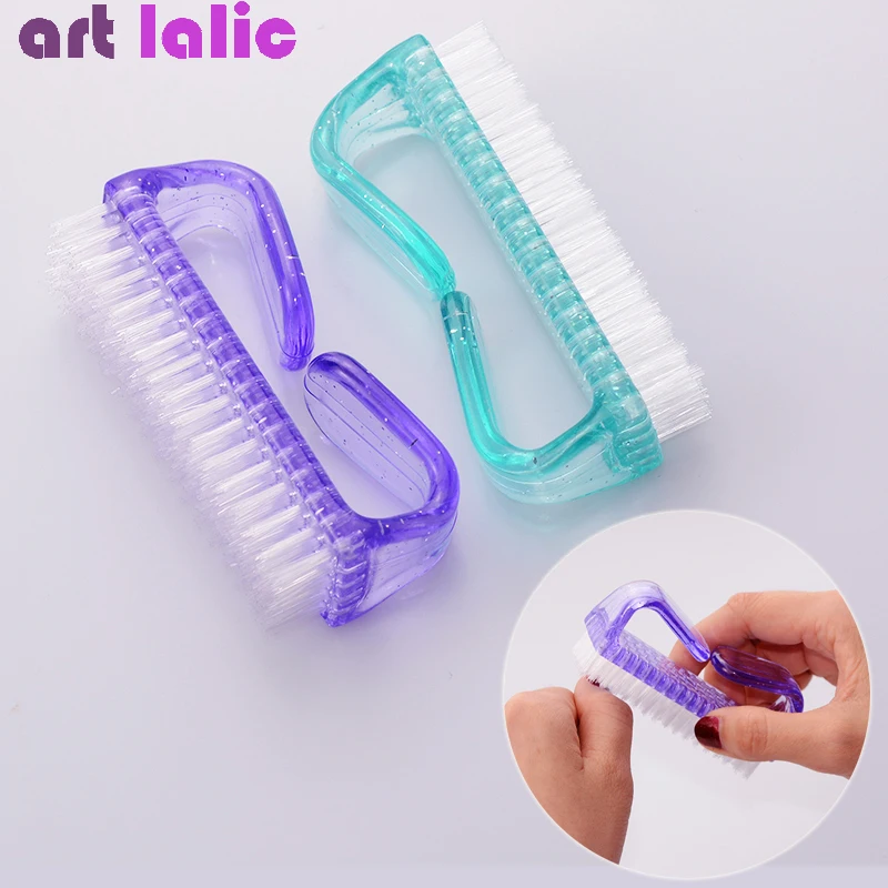 1pc Plastic Manicure Pedicure Brush Nail Cleaning Tools Soft Remove Dust Makeup Brushes Random