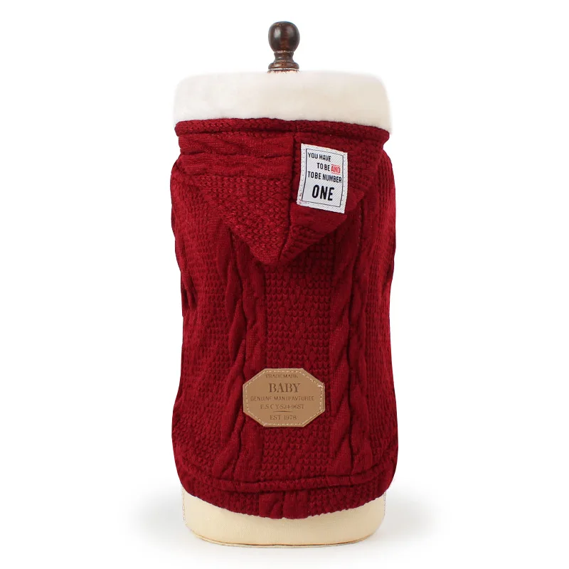 

High Quality Pet Small Dog Cat Sweater Knitting Down Coat Kitten Clothes Winter Warm Velvet Lining Cat Clothing for Cold Weather
