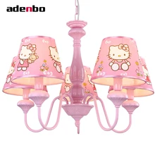 

Modern LED Chandeliers Lighting Fixture Hello Kitty Kids Chandelier Light With Fabric Shade Ceiling Mounting For Bedroom Lights