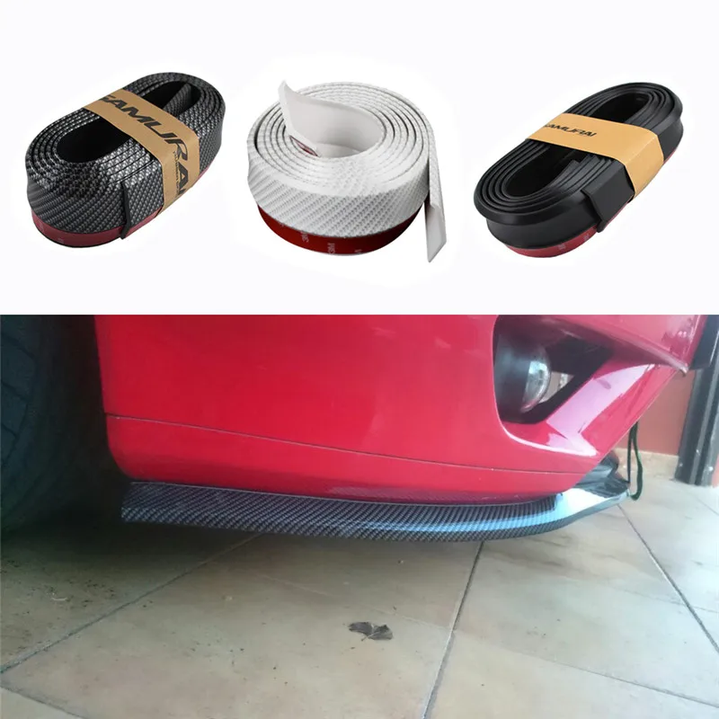 2.5M Carbon Fiber Rubber Soft Bumper Strip Car Styling Front Bumper