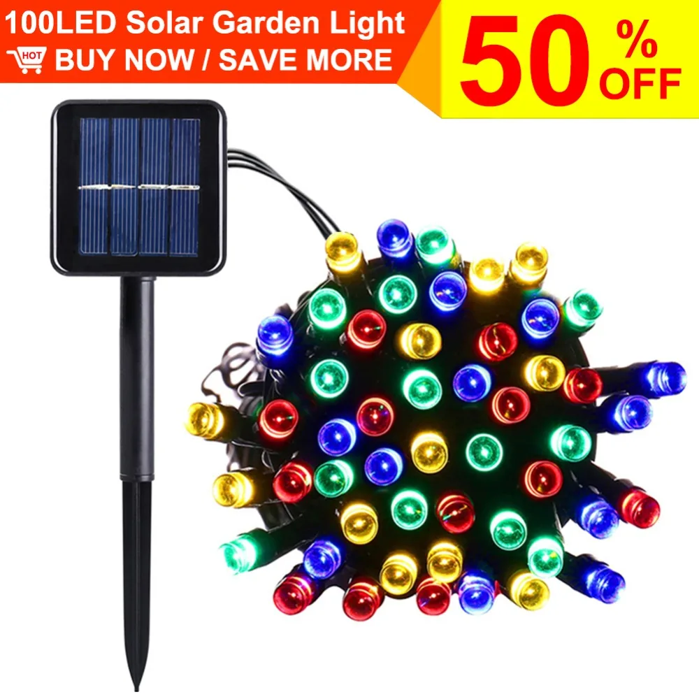 

100 LED Outdoor Solar Lamps LED String Lights Fairy Holiday Christmas Party Garlands Solar Garden Waterproof Lights