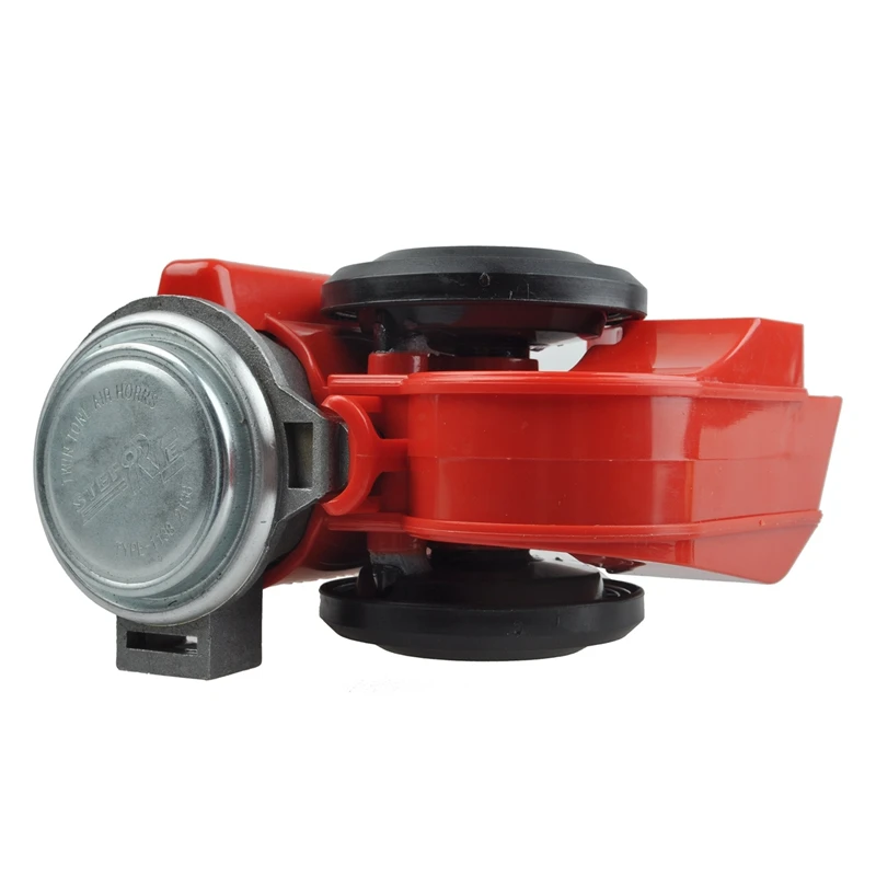 Cena Podwójny podwójny dźwięk kompaktowy głośny klakson 12V 110 125db kompresor czerwona ciężarówka samochód Van autobusu