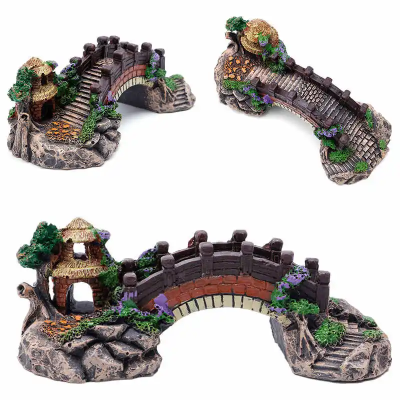 

1 PC Aquarium Decoration Bridge 14.7cm*4.9cm/5.79"*1.93" Pavilion Tree Fish Tank Ornament Decor