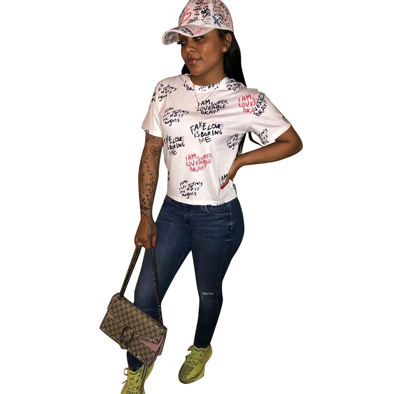 

2019 new summer women letter printed o-neck short sleeve white fashion tee top classic vintage t-shirts outfit CY1114