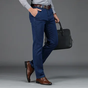

Brand Men's Jeans High Quality Straight Regular Fit Blue Denim Pants Men Fashion Casual Business Jeans Men Plus Size 42 Overalls