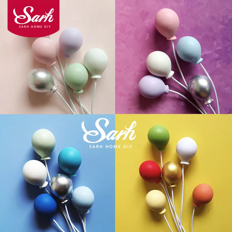 

6pcs/set Colorful Gold Silver Balloon Cake Topper for Kid Wedding Birthday Party Decoration Dessert lovely Gifts