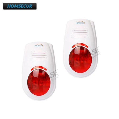 

HOMSECUR 2PCS Wireless Strobe And Flash Siren Indoor Outdoor For Our Alarm System A6