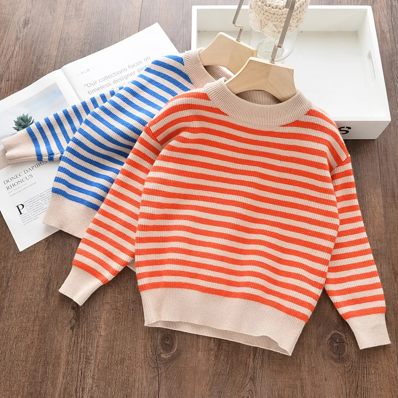 

Toddler Girl Casual Cotton Striped Sweater Kids Spring Autumn Wholesale Bulk Lots Clothes Baby Girl Knitted Pullover Fall Winter