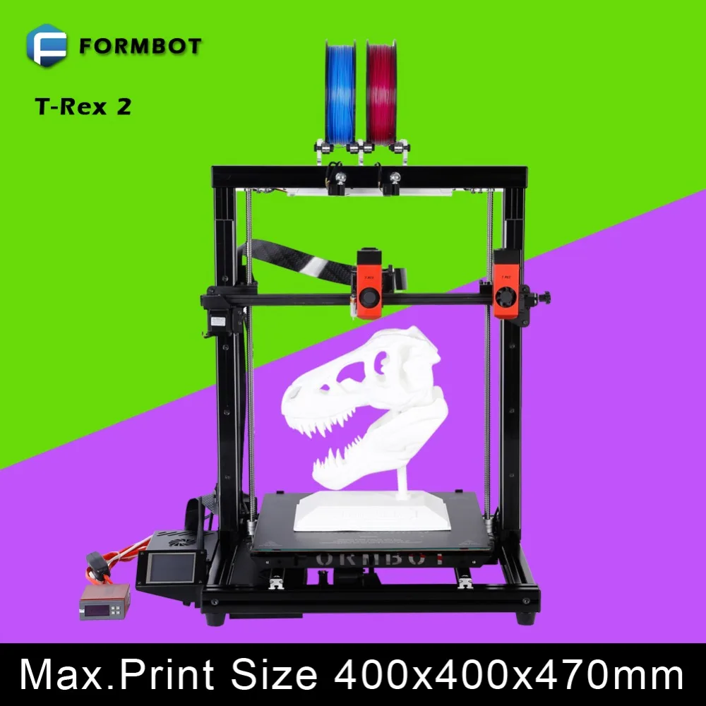  First-tier 3D Printer T-Rex 2 Stabilized Design Dual Print Head Heatable Construction Platform 