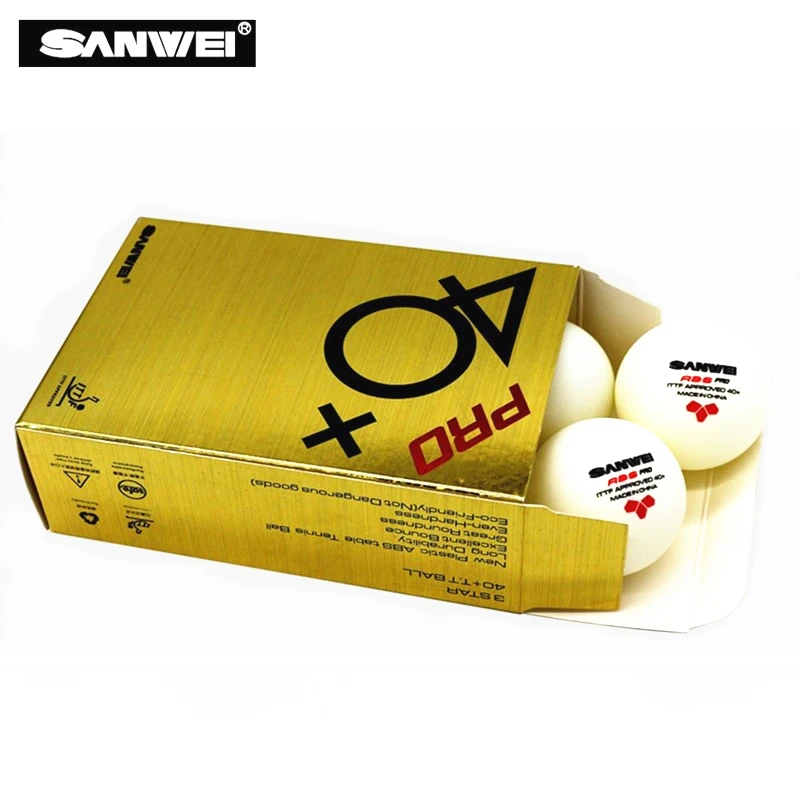 SANWEI Table Tennis Ball 3-star ABS 40+ PRO seamed New material plastic poly ITTF Approved ping pong balls tenis de mesa