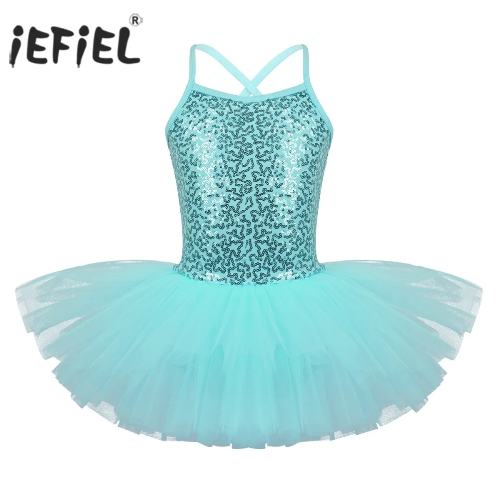 iEFiEL Kids Girls Floral Lace Ballet Tutu Dress Leotards Gymnastics Dance Costumes Dancewear 