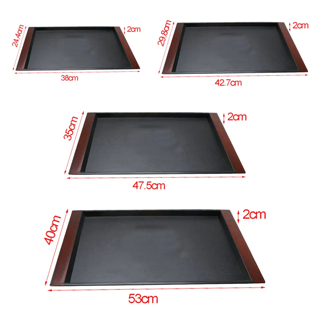 

Plastic Fast Food Tray Restaurant Serving Trays For Tea Cake Kitchen Bar Dinnerware European Hotel Long Plate Black