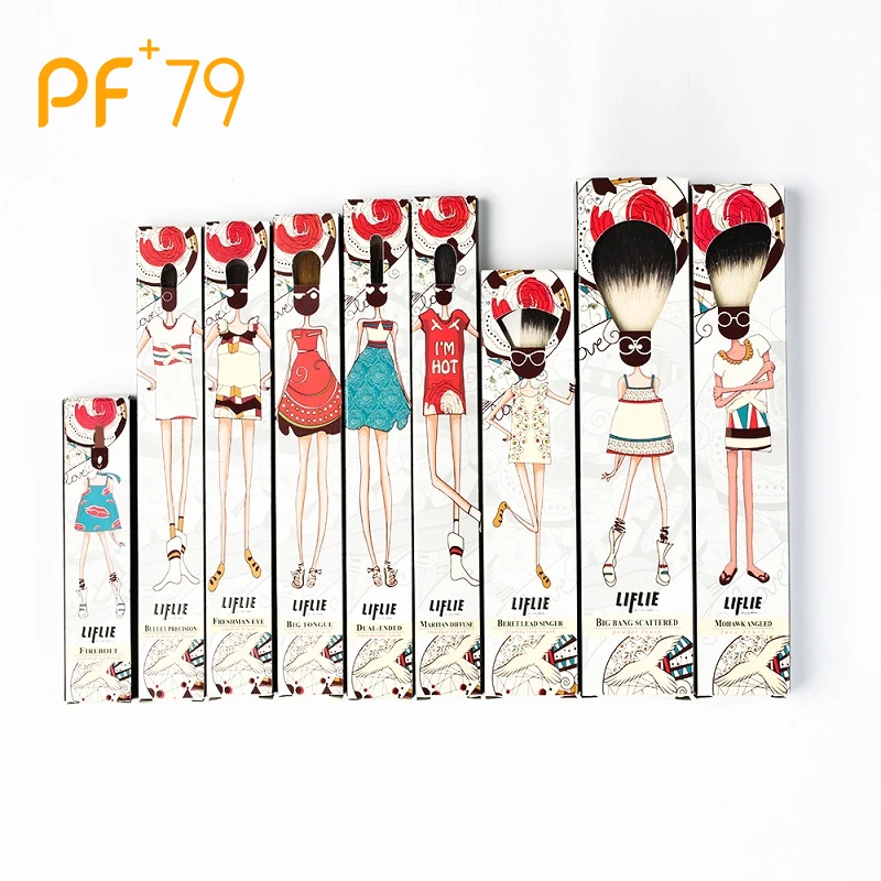 

PF79 Makeup Brushes 9 PCs Makeup Brush Set Premium Synthetic Bristle Brushes Shadows Foundation Powder Concealers Make Up