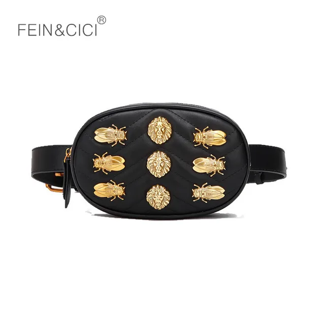 Chest bag women lion rivets Waist bags luxury brand fashion leather handbag red black 2018 new hight quality wholesale drop ship