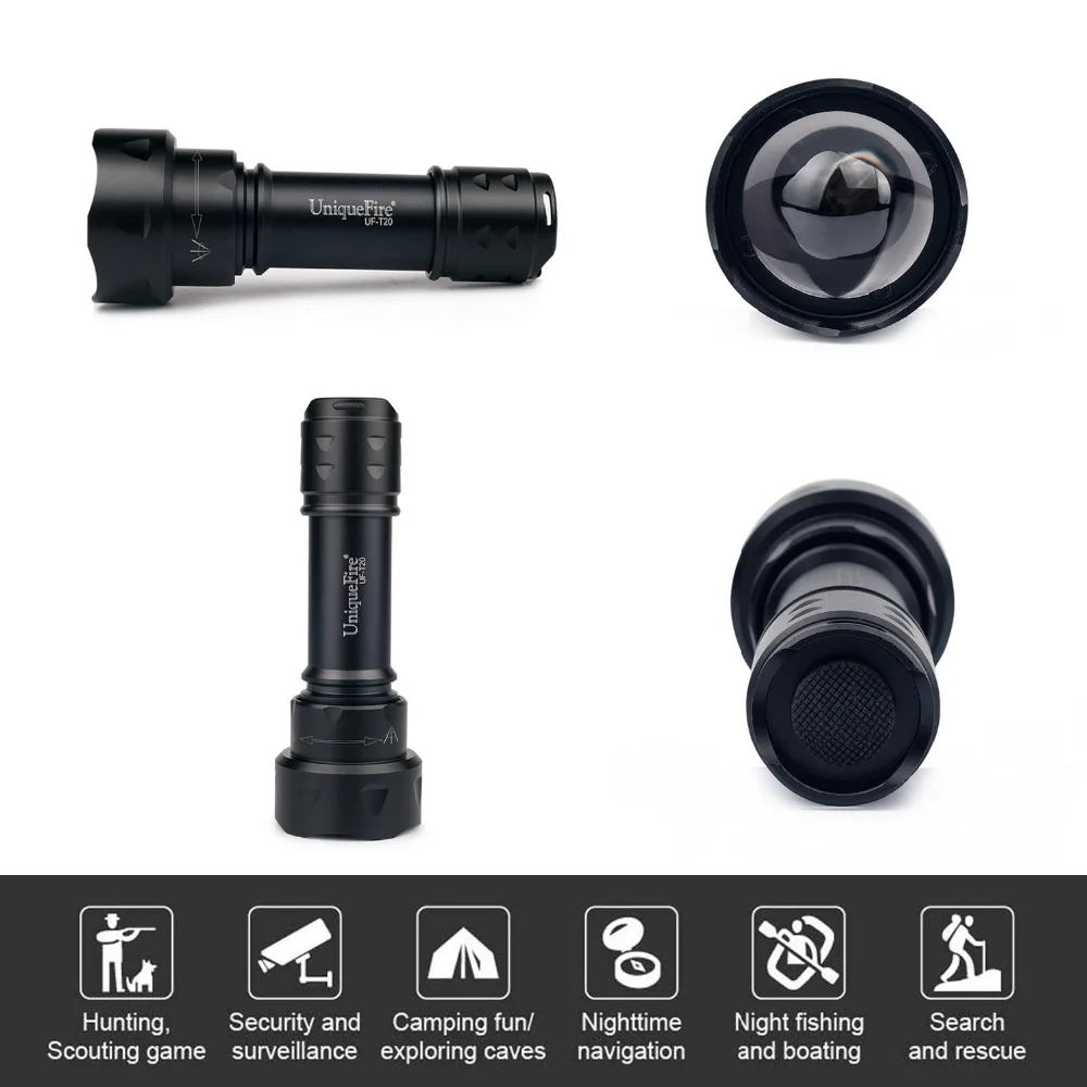  UniqueFire T20 IR 850nm Infrared Portable LED Flashlight +IR 940nm Lamp Holder KIT SET For Night Hu - 32611200138