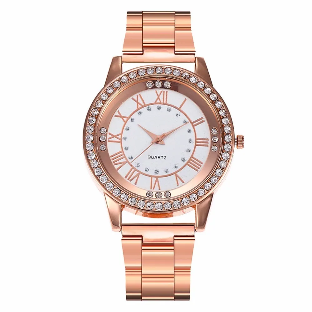 

Vansvar Brand Rose Gold Watch Luxury Women Dress Rhinestone Quartz Watch Casual Women Stainless Steel Wristwatches Female Clock