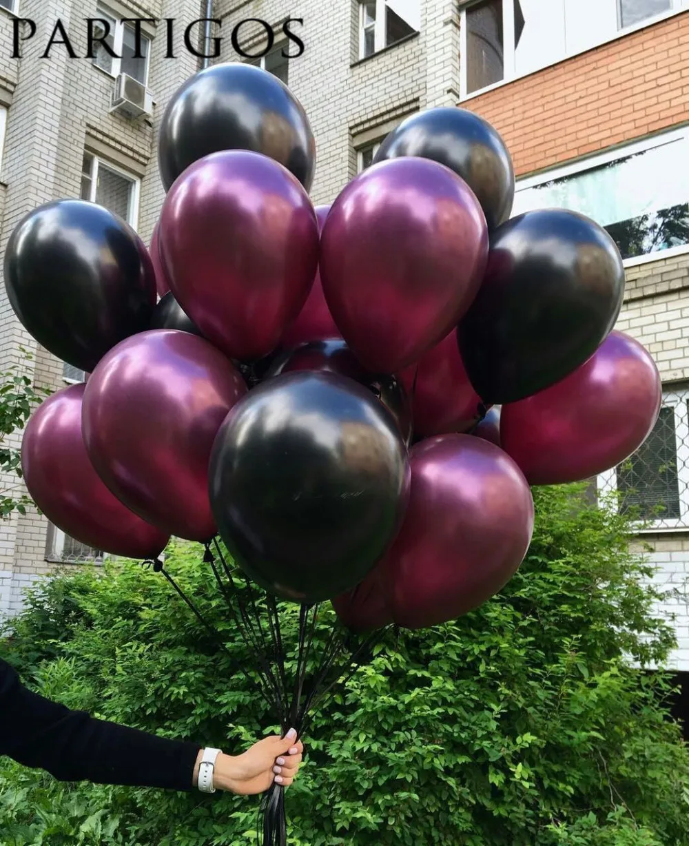 10 шт. 3 2 г 12 дюймов толстые черные фуксия латексные воздушные шары Свадебные День