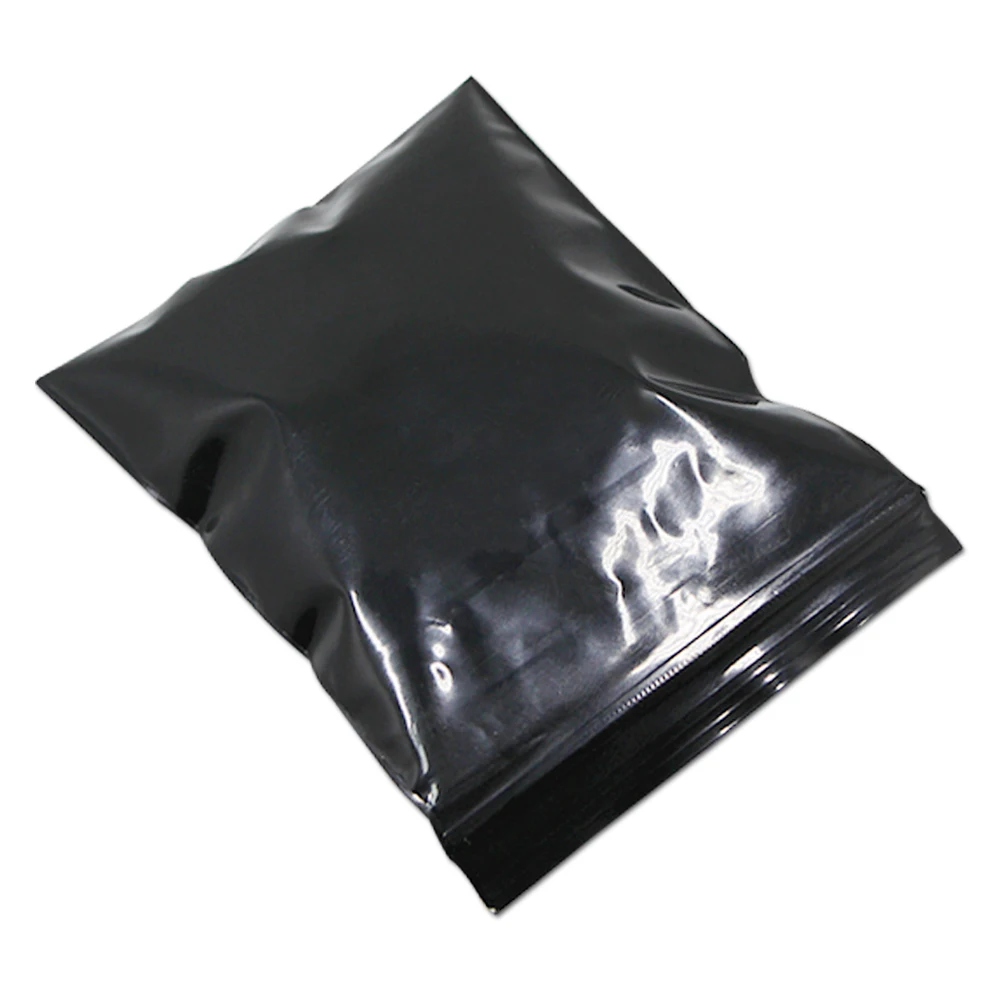 Black Poly Electronic for Zip Storage Pack Bag Lock Plastic Flat Packaging Pouch 