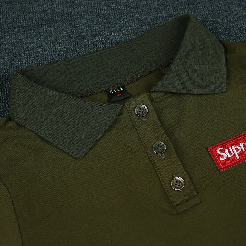Фирменная Новинка army green рубашки поло хлопок короткий рукав Для женщин топы